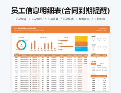 员工信息明细表(合同到期提醒)