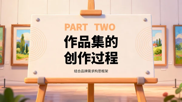 橙黄色卡通风艺术作品集PPT
