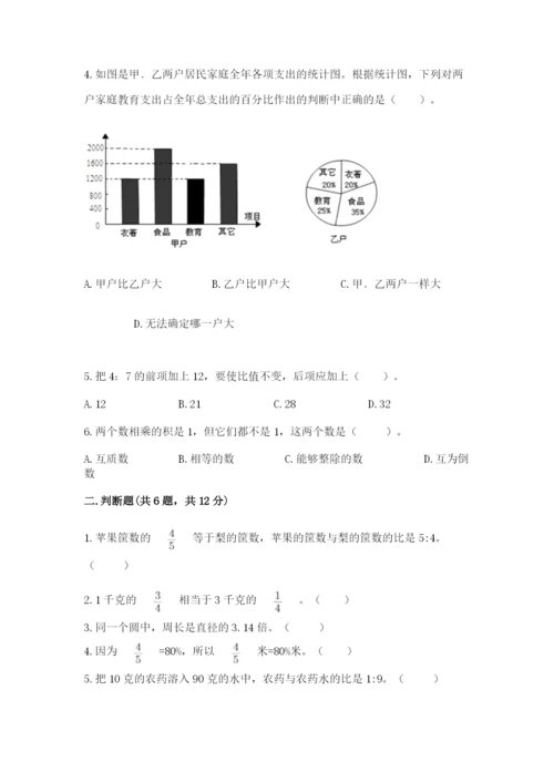 2022六年级上册数学期末测试卷含完整答案【全优】.docx