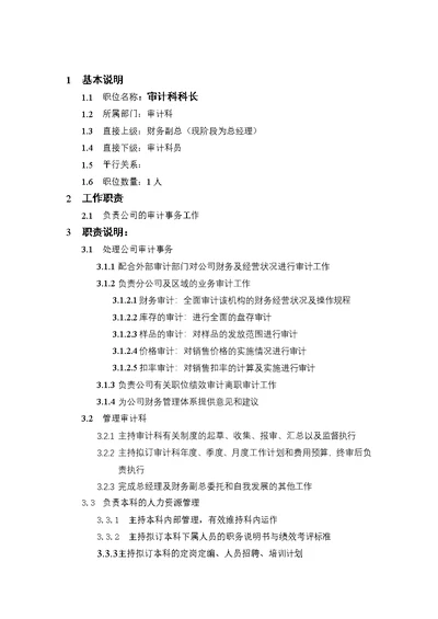 审计部岗位职务说明书(24个Document)23