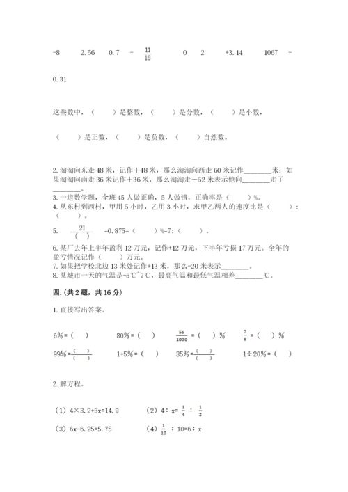 人教版六年级数学小升初试卷（精练）.docx
