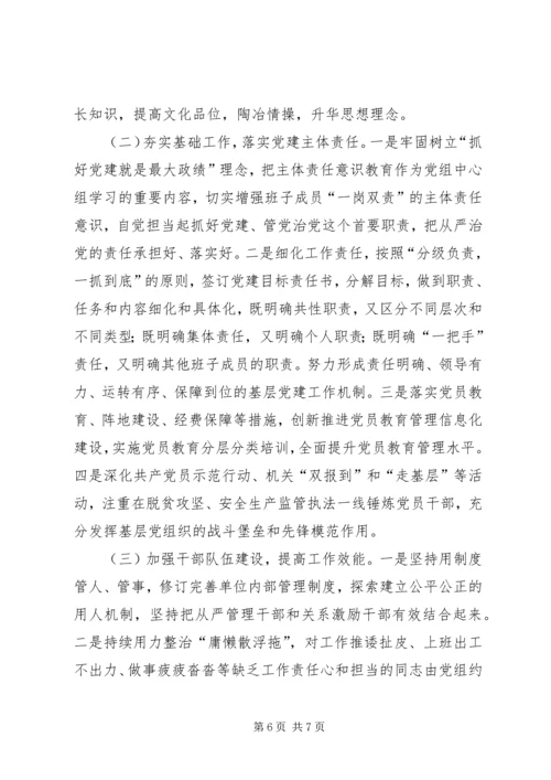 县安监局XX年度组织工作自查报告.docx