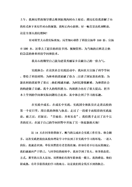 大学生林业局实习报告