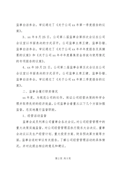 唐山汇中股份XX年度监事会工作报告.docx