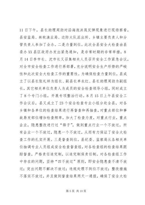 向督查组的关于全县安全生产大检查工作的情况汇报.docx