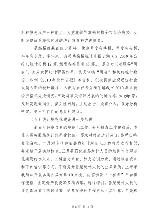 统计局上半年工作总结下半年工作安排.docx