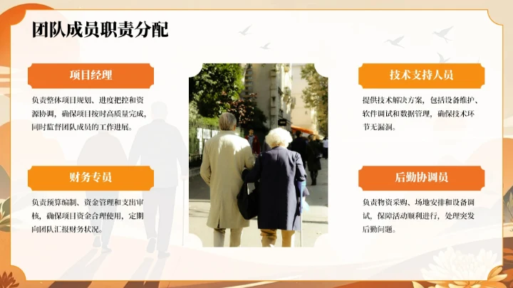 橙色复古风风重阳节敬老活动策划PPT模板