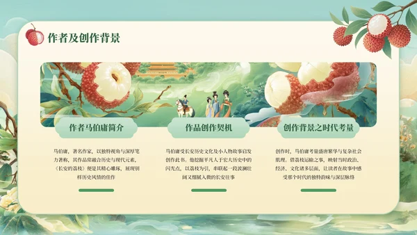 绿色国风《长安的荔枝》读书分享PPT模板