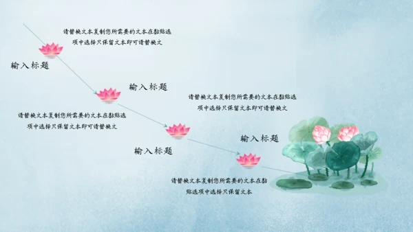 大暑节气中国风花荷花池塘通用PPT模板