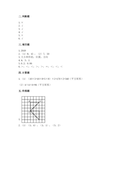 人教版数学五年级下册期末测试卷精品（达标题）.docx