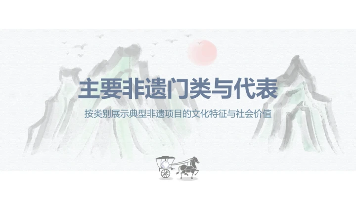 淡蓝水墨呆呆鲨非遗文化概览PPT主题