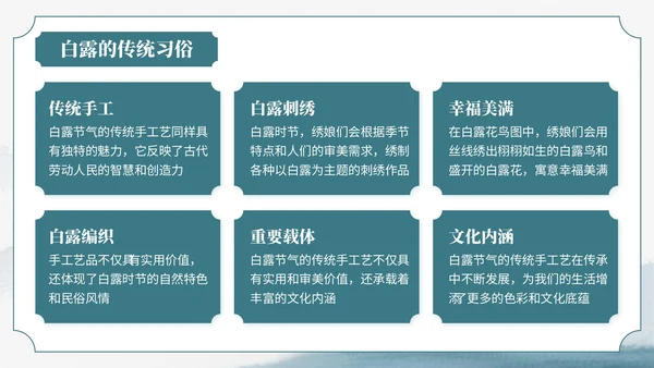 绿色中国风风格格白露节气介绍PPT模板