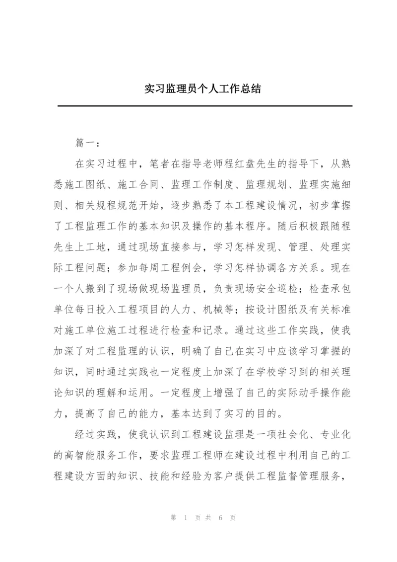 实习监理员个人工作总结.docx