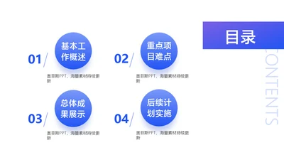 简约风并列目录介绍4项PPT单页
