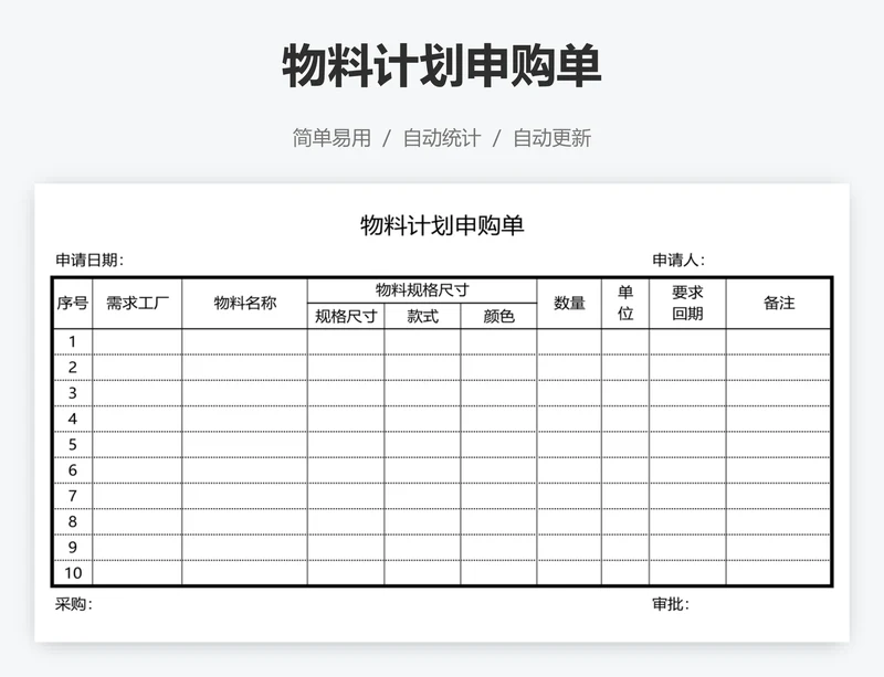 物料计划申购单