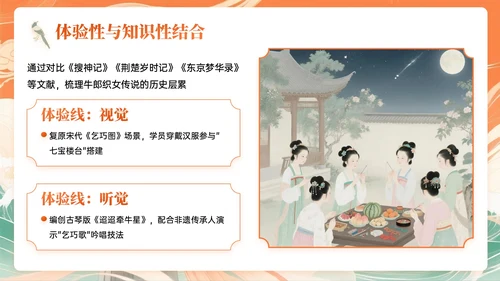 橙绿色中国风七夕文化体验课主题PPT模板