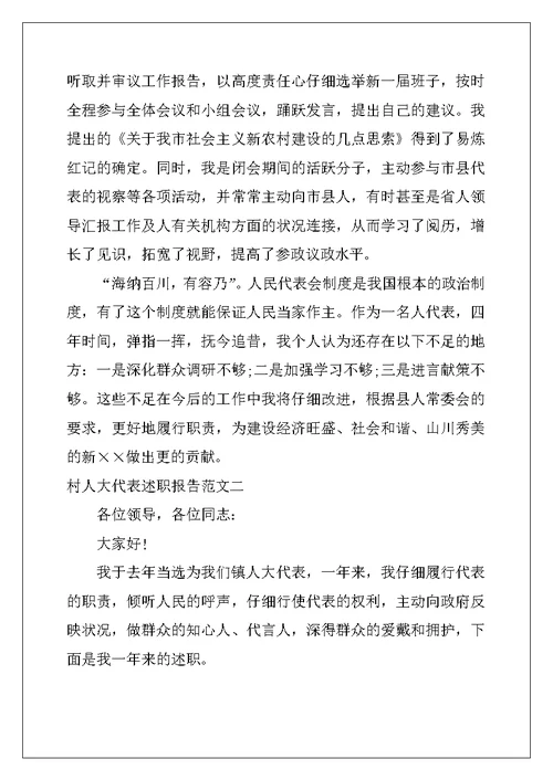 2022年村人大代表述职报告