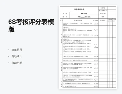 6S考核评分表模版
