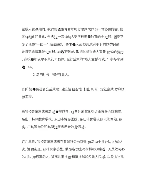 团委工作范文高中青志愿者活动工作总结