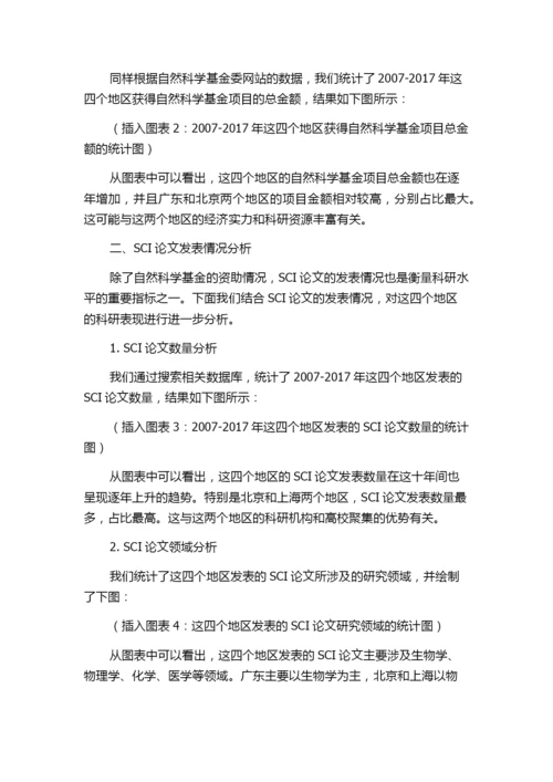 自然科学基金资助SCI论文统计分析——以2007-2017年广东、北京、上海及江苏为例.docx