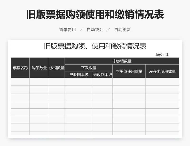 旧版票据购领使用和缴销情况表