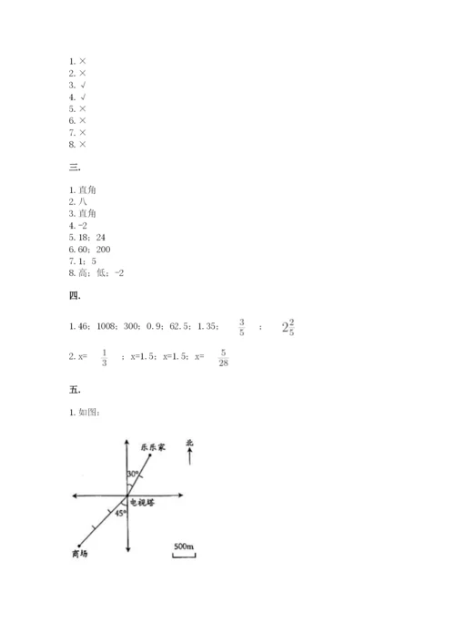 沪教版六年级数学下学期期末测试题及答案（网校专用）.docx