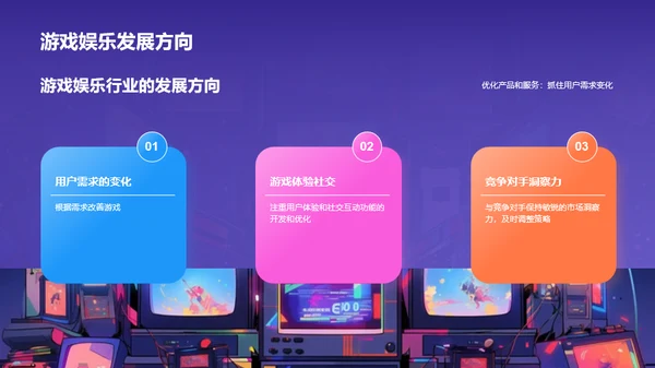 紫色插画游戏娱乐行业年终总结PPT模板