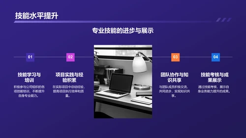 紫色商务转正述职报告PPT模板