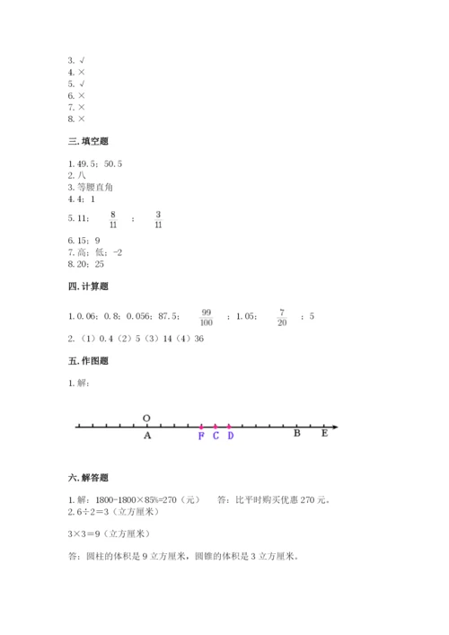 人教版六年级下册数学期末测试卷附答案（预热题）.docx