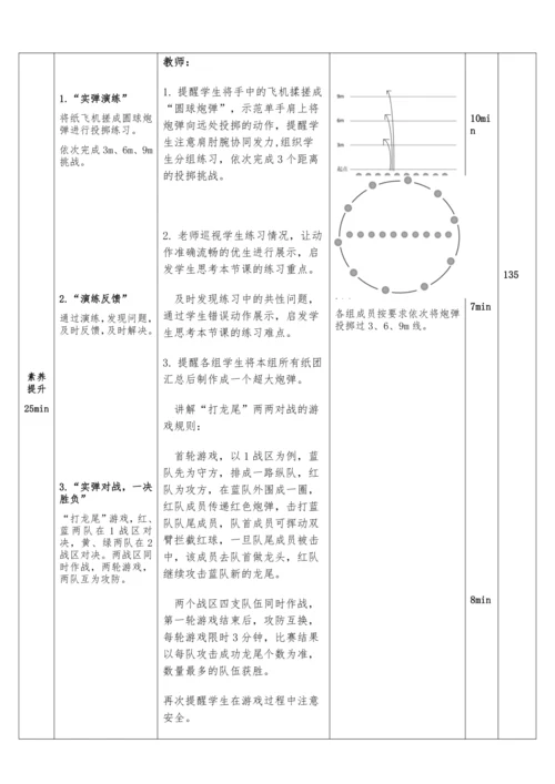 体育与健康二年级 第5课时 看谁掷的远--操控性技能：掷远打龙尾 大单元课时教案