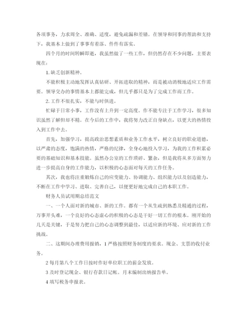 精编之财务人员试用期总结范文.docx
