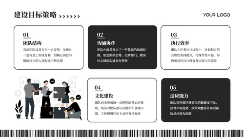黑白插画风团队介绍PPT模板