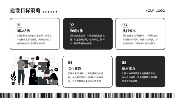 黑白插画风团队介绍PPT模板