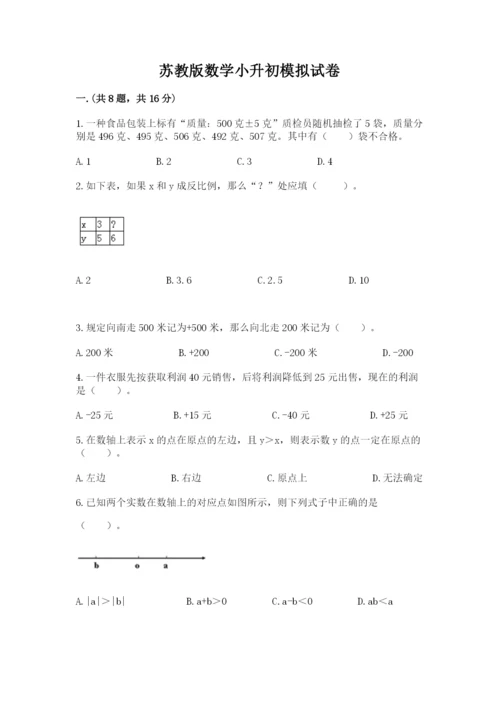 苏教版数学小升初模拟试卷精品（达标题）.docx