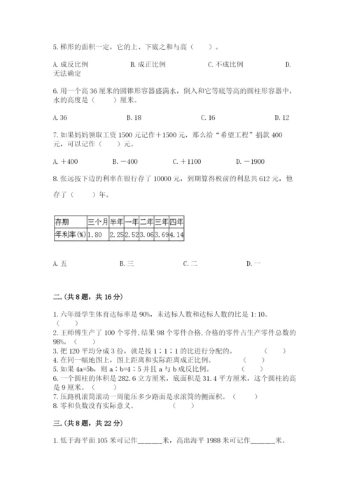 小学六年级数学摸底考试题ab卷.docx