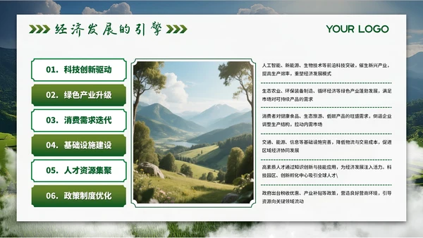 绿色环境保护简约大气主题PPT模板