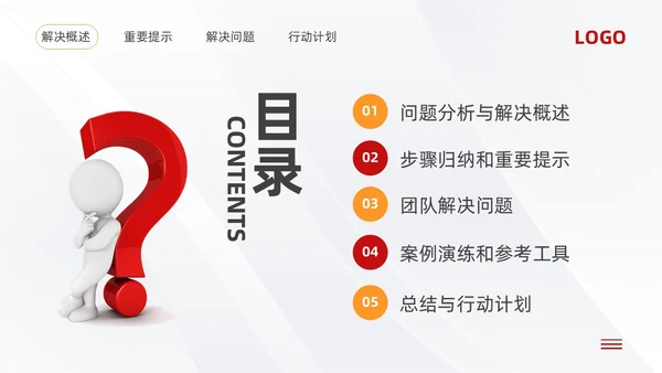 黄红简约问题分析与解决PPT模板宣传PPT动态PPT