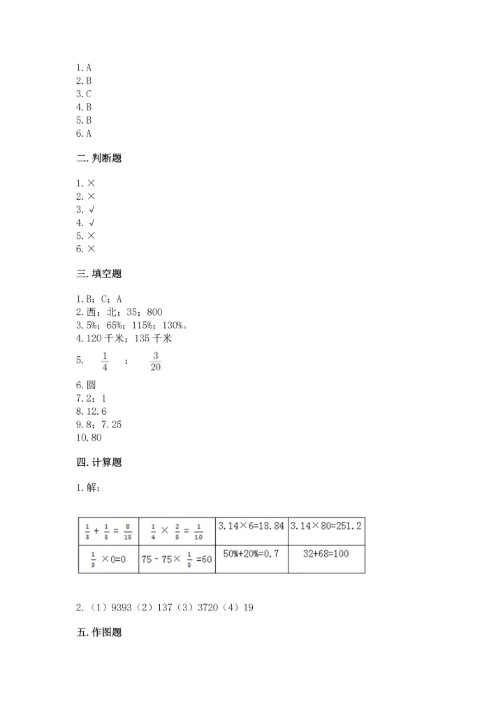 人教版六年级上册数学期末测试卷a4版可打印.docx