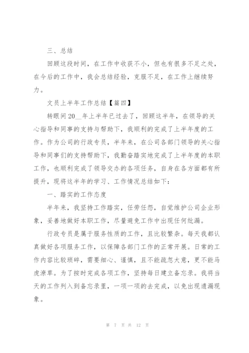 2022年文员上半年工作总结范文.docx