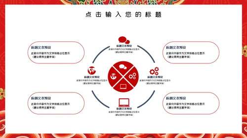 中国风红色新年工作总结计划通用PPT模板