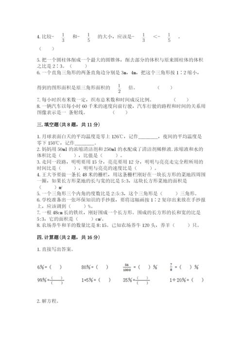 人教版六年级下册数学期末测试卷带答案解析.docx
