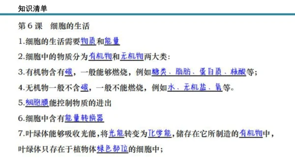 人教版生物七年级上册第一单元《生物与细胞》单元复习课件(共53张PPT)