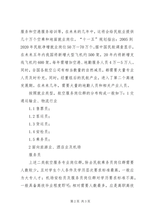 学校重点专业(航空服务)建设调研报告(精)五篇精编.docx