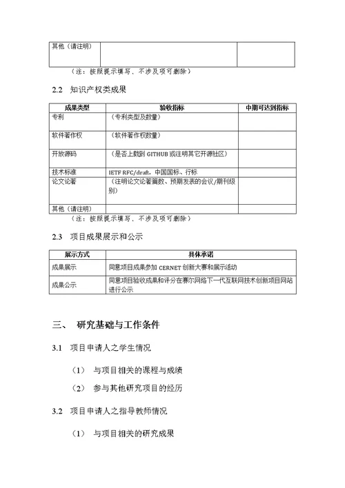 受理赛尔网络下一代互联网技术创新项目申请书