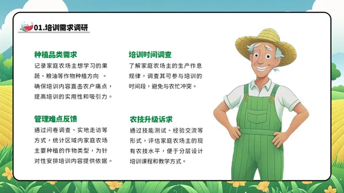 绿色卡通风家庭农场农技培训会PPT模板