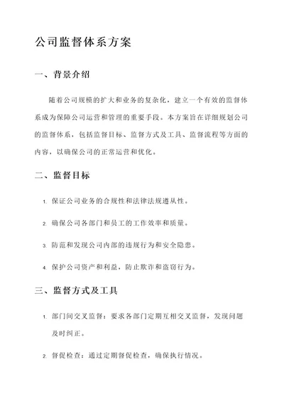 公司监督体系方案