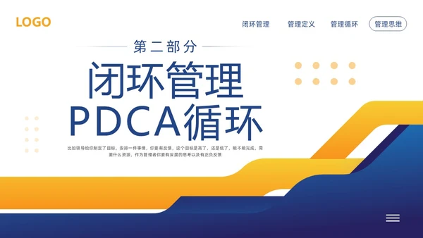 黄蓝简约闭环管理培训PPT模板宣传PPT动态PPT什么是闭环思维