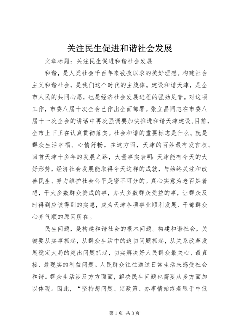 关注民生促进和谐社会发展.docx