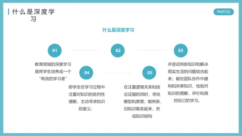 蓝色简约风为深度学习而教PPT模板读书分享