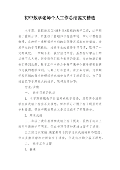 初中数学老师个人工作总结范文精选.docx